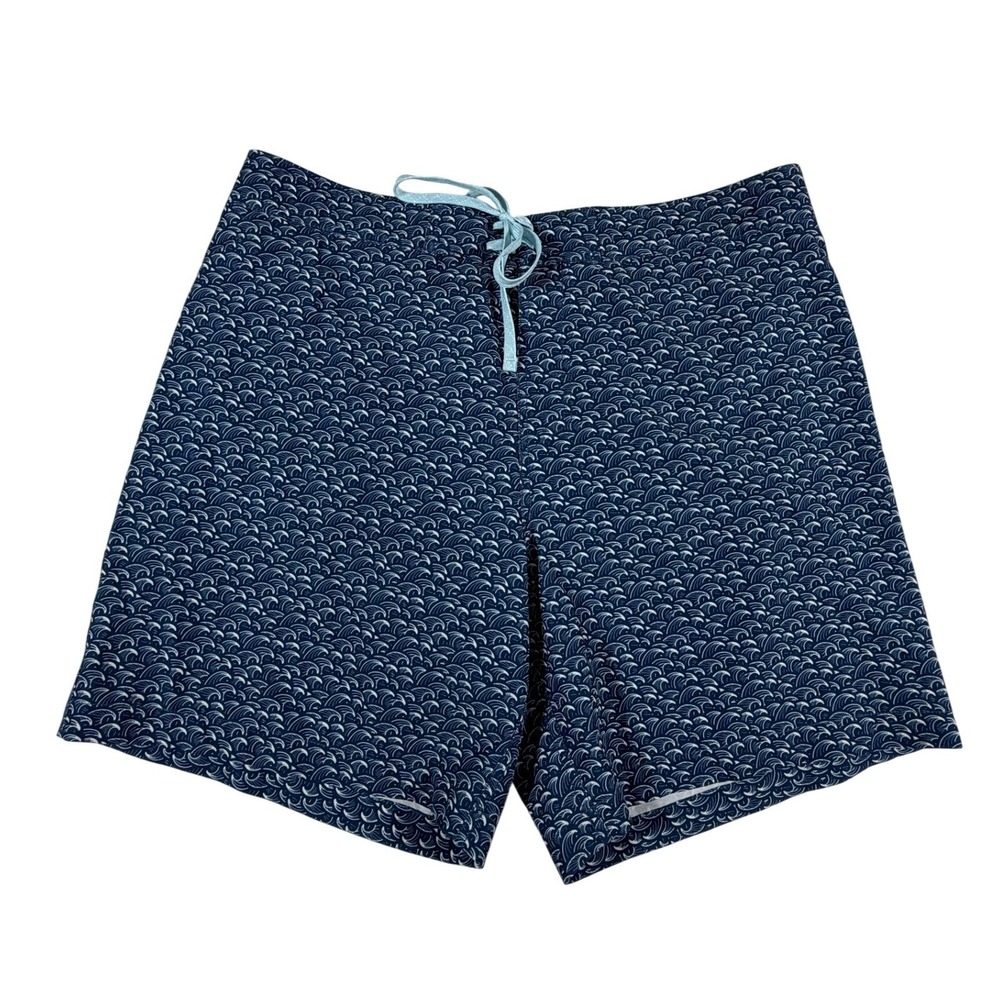 Southern‎ Tide Mens XL Blue Wave Print Swim Trunks Coconut Charcoal Board Shorts